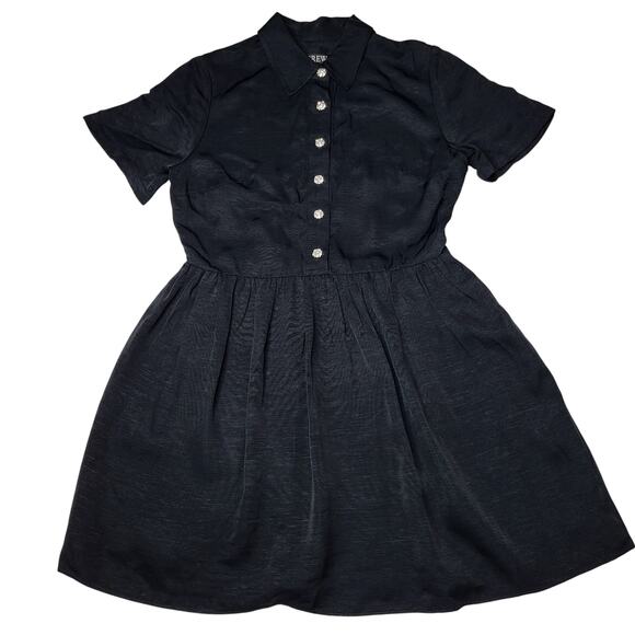 J. Crew Collection Shirtdress With Jewel Buttons Black Mini Short Sleeve Small 6 - Picture 3 of 9